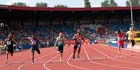 Dwain Chambers wins the 100 metres at the Sainsbury's British Championships, Birmingham.